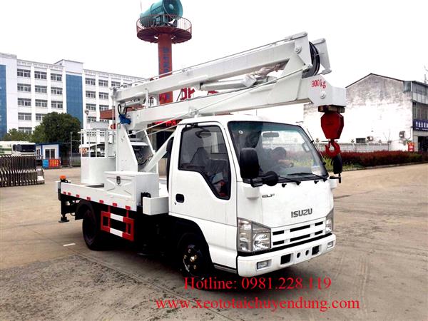 Xe thang nâng người sửa chữa điện trên cao 14 mét isuzu