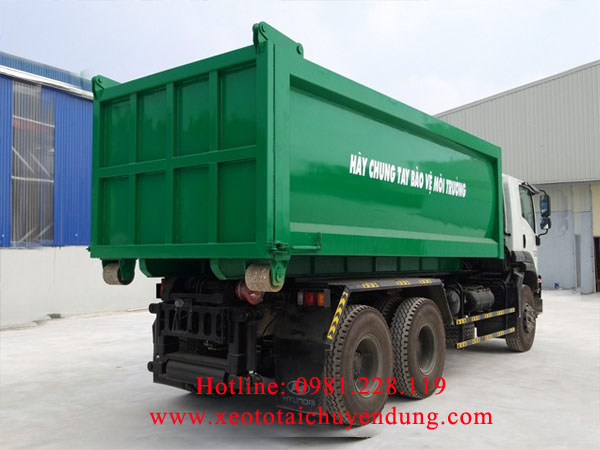 Xe chở rác thùng rời hooklift 3 chân isuzu